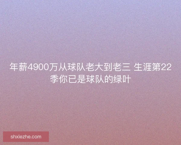 年薪4900万从球队老大到老三 生涯第22季你已是球队的绿叶